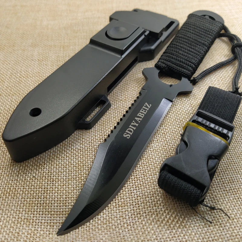 Description Picture 3 of itemTactical Fixed Blade 7CR14Mov Blade Steel Handle Outdoor Camping Survival Hunting Utility Knife Military Pocket Tool+ ABS Sheath