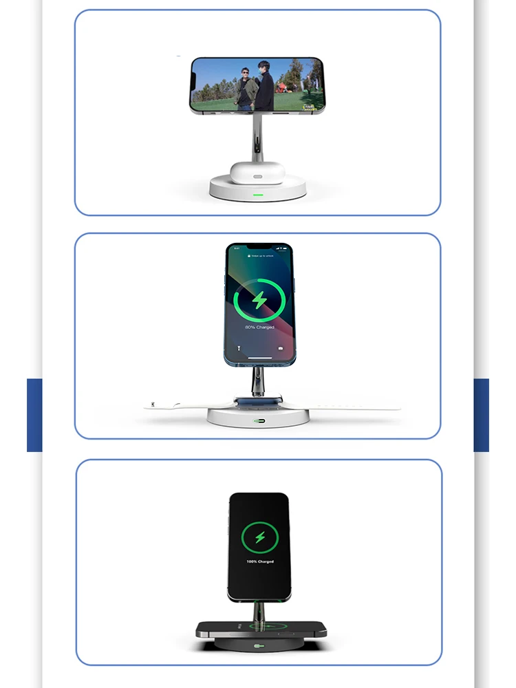 Description Picture 3 of item2 IN 1 Wireless Charger Stand For iPhone 14 13 12 Pro Max Phone Wireless For iPhone 13 12 mini 15W Fast Charging Dock Station