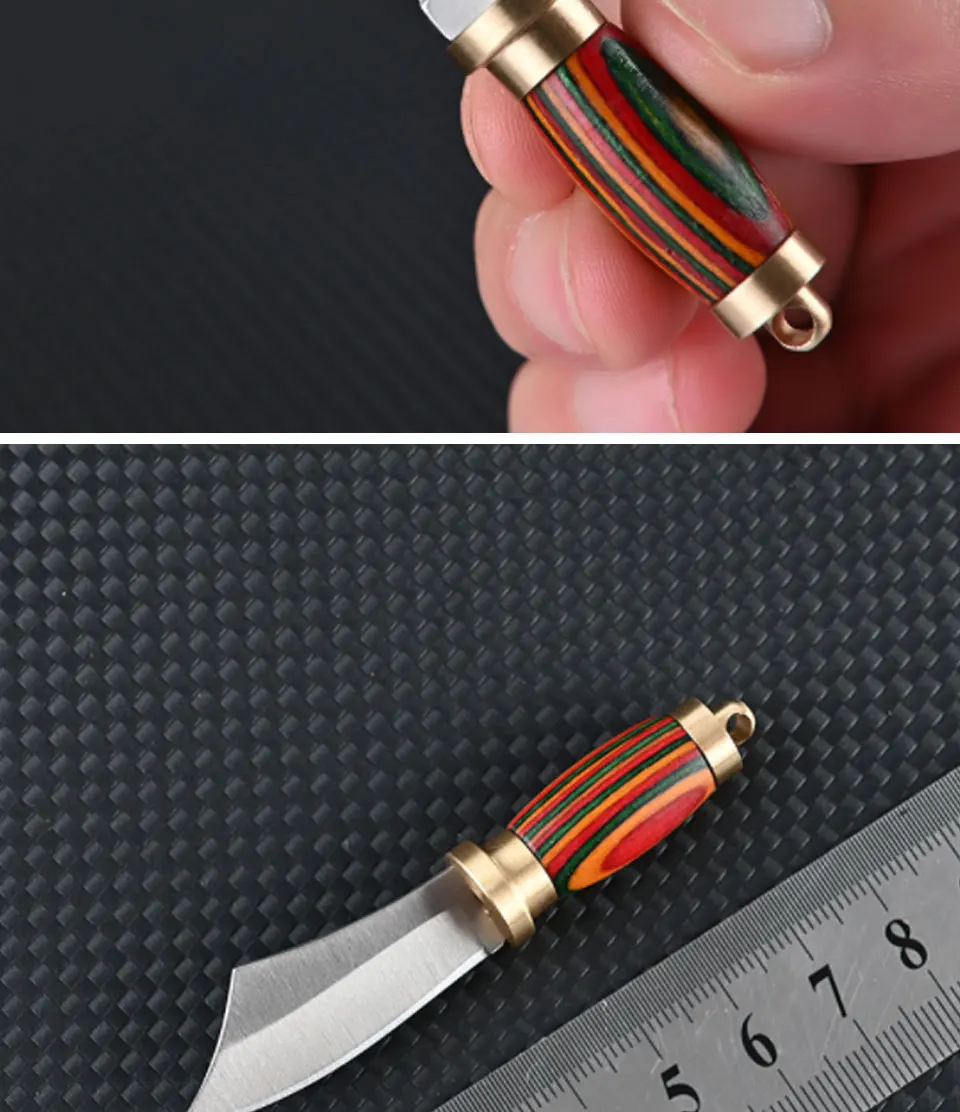 Description Picture 6 of itemNew Straight Knife Outdoor Camping Hunting Self Defence Survival Brass Knife High Hardness Military EDC Tool Sharpeners Pocket