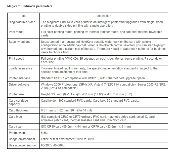 Description Picture 2 of itemHigh Performance Magicard Enduro 3E Most Reliable PVC Card Printer Single/ Double-sided ID Card Printer