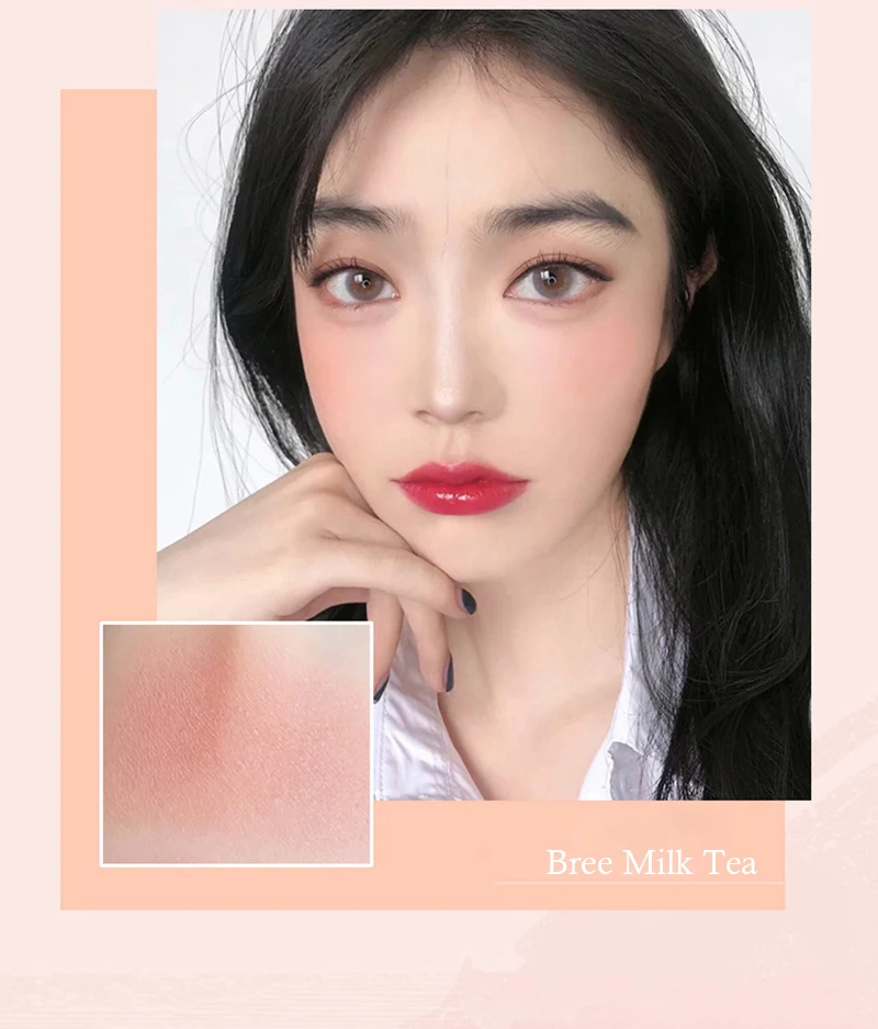 3 In 1 Milk Tea Blush Peach Pallete 3 Colors Face Mineral Pigment Cheek Blusher Powder Makeup Contour Shadow Blush with Brush