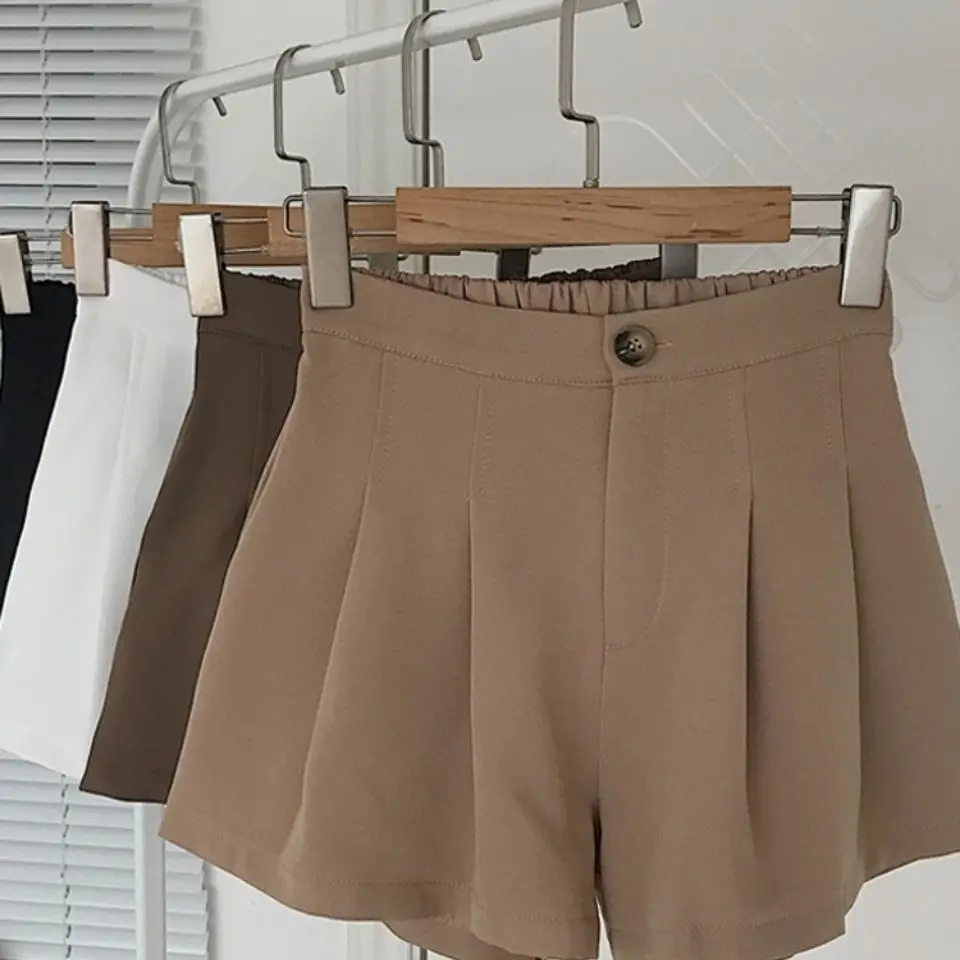 Description Picture 2 of itemsuit shorts women's summer thin 2023 new high waist slim small loose wide leg A-line pants  pantalones de mujer cintura alta