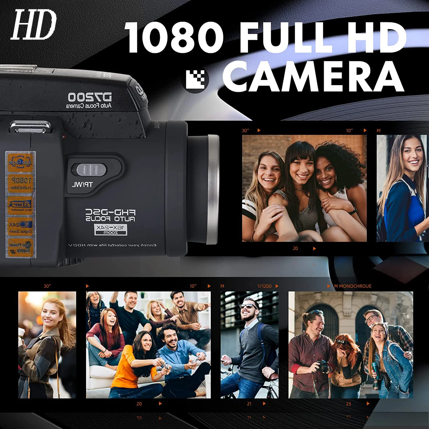 2023 Digital Camera DSLR Web Viog Camera With 24X Telephoto Lens Professional Digital YouTube 1080P HD Video Camera