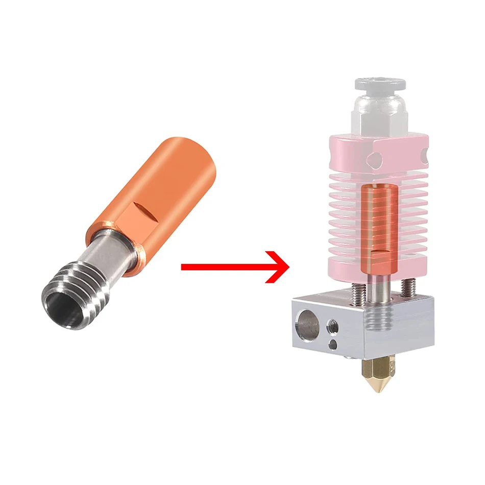 4.1 Bore Heatbreak Titanium Alloy and Copper Throat Nozzle for Ender 3 V2,Ender 3 Pro,CR10 Series 3D Printer Hotend