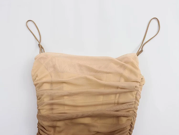 Description Picture 6 of itemLZEQuella Mesh High Waist Spaghetti Strap Dresses Sexy Wrap Hips Backless Long Robes Women Fashion Night Club Party Vestidos