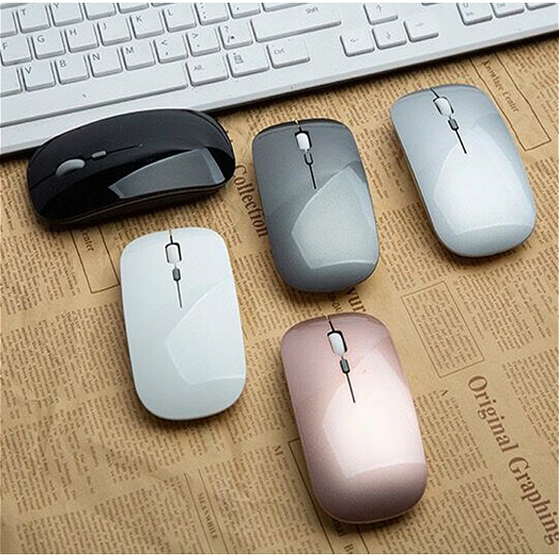 Erilles Rechargeable Optical Wireless Mouse Slient Button Ultra Thin Mini Optical Ultrathin USB 2.4G Mice for Computer Laptop PC