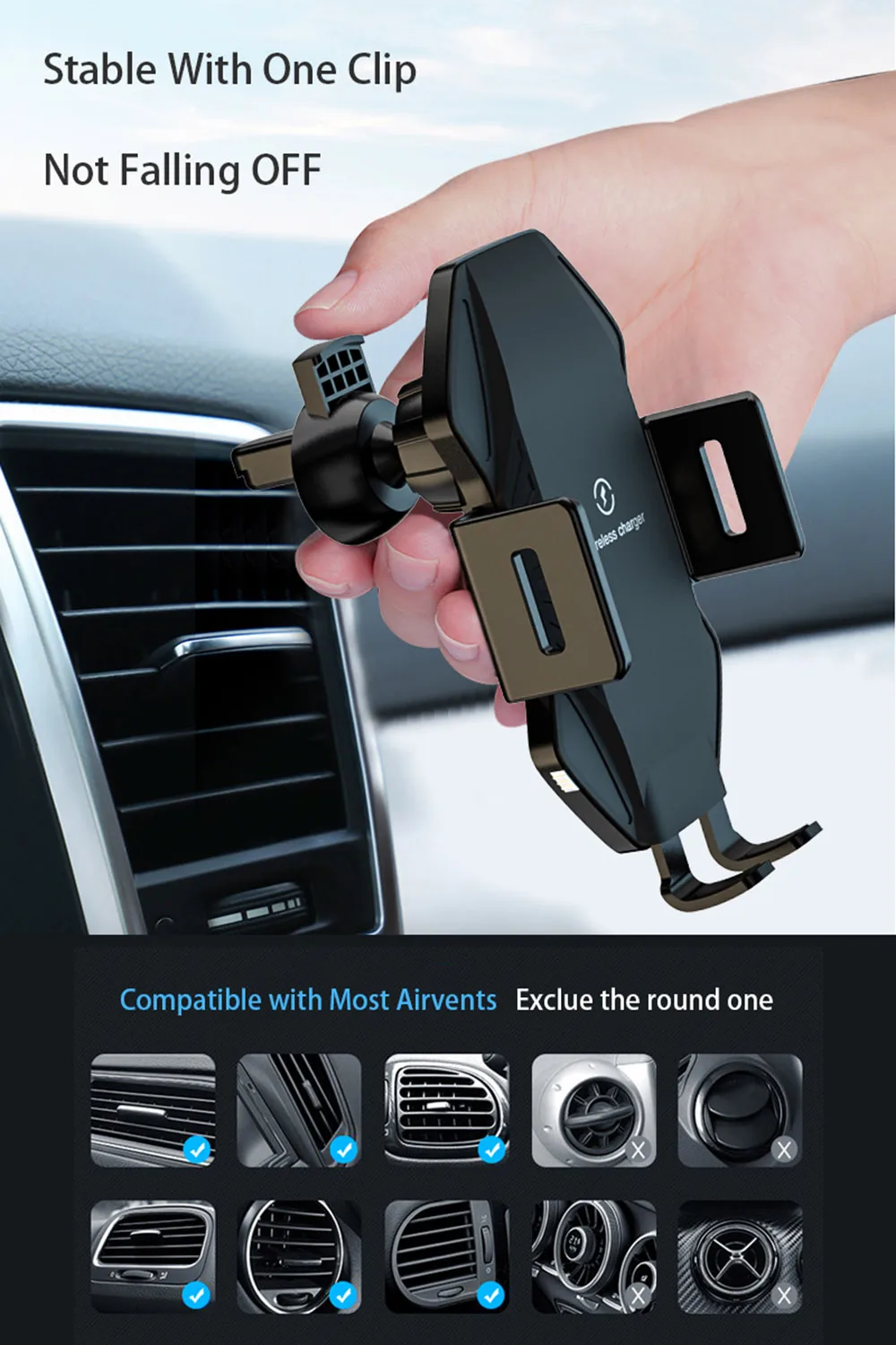 Description Picture 4 of item15W Fast Car Wireless Charging Stand for DOOGEE S99 S100 Car Phone Holder Qi Wireless Charger Pad for Doogee S100 S99