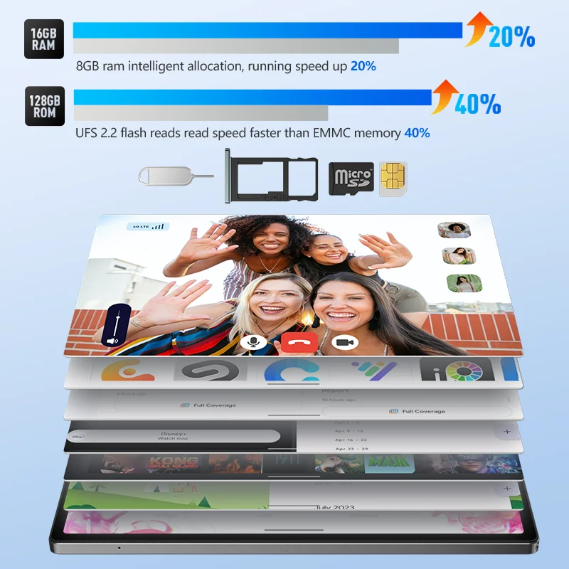 Headwolf HPad 5 Android 13 Tablet 10.5 inch Max 16GB RAM 128GB ROM Phone Tablet PC Widevine L1 Battery 8500 mAh Camera 8MP+20MP