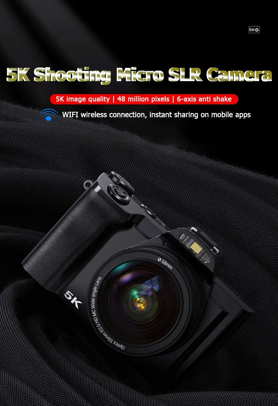 Description Picture 3 of item5K Shooting Micro DSLR Camera, High-Definition Digital Camera, Electronic Flash Camera, Household Anti Shake Birthday Gift