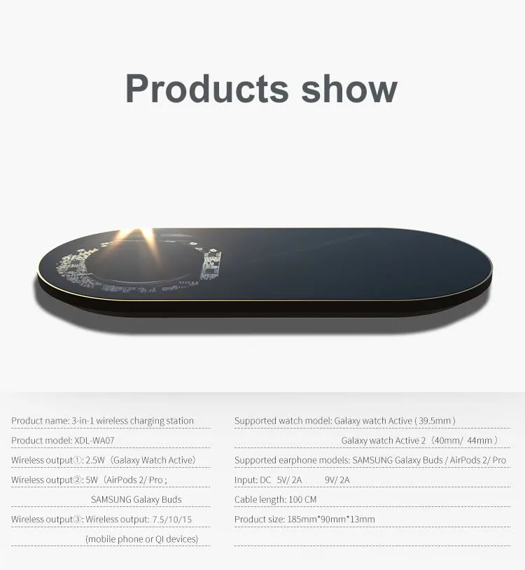 Description Picture 5 of item2 in 1 transparent Fast Wireless Charger 15W For iPhone 12 13 Qi Fast Charging for Samsung Iconic Brand Huawei For samsung watch