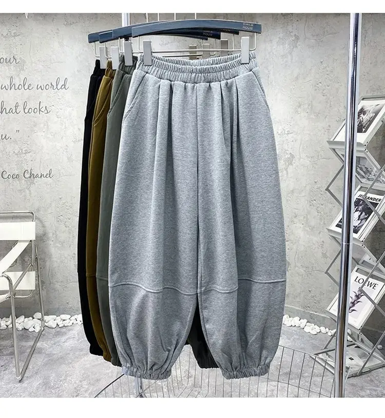 Deeptown Vintage Oversized Black Harem Pants Women Grey Sweatpants Harajuku Streetwear Fashion Trousers Casual Loose Fall Winter