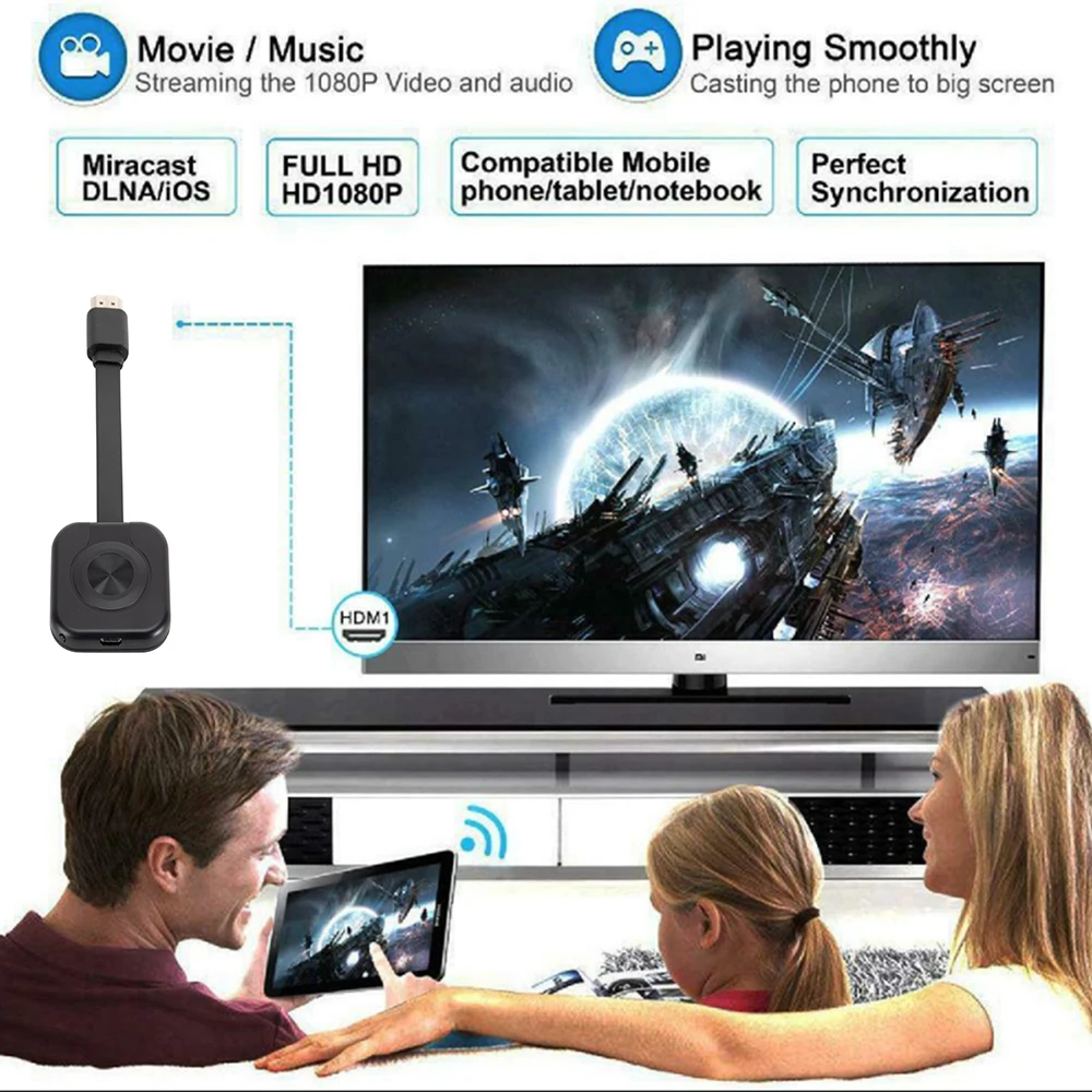 Description Picture 3 of itemWireless WiFi Projector Audio Video Transmitter Receiver HDMI-compatible Phone PC TV Monitor Mirroring Screen Display Adapter