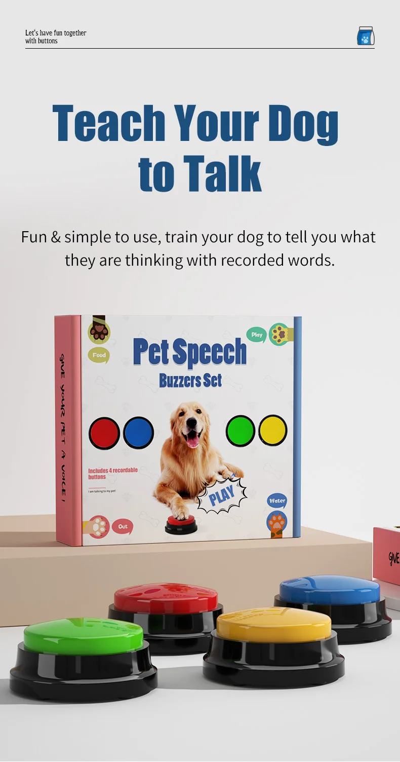 Description Picture 2 of itemRecordable Dog Training Buttons Pet Talking Toys Pet Interactive toys Speech Buttons Pet toys For Pet Interactive