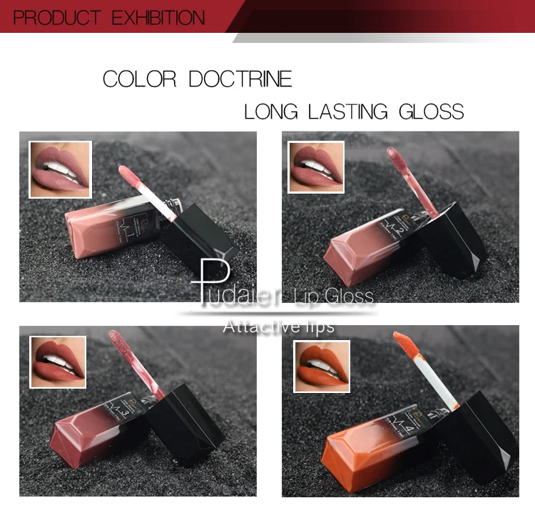 Pudaier Lips Matte Liquid Lipstick Make up Cosmetics Makeup Long-lasting Moisturizer Lip Gloss Maquiagem Waterproof Lipgloss Pen