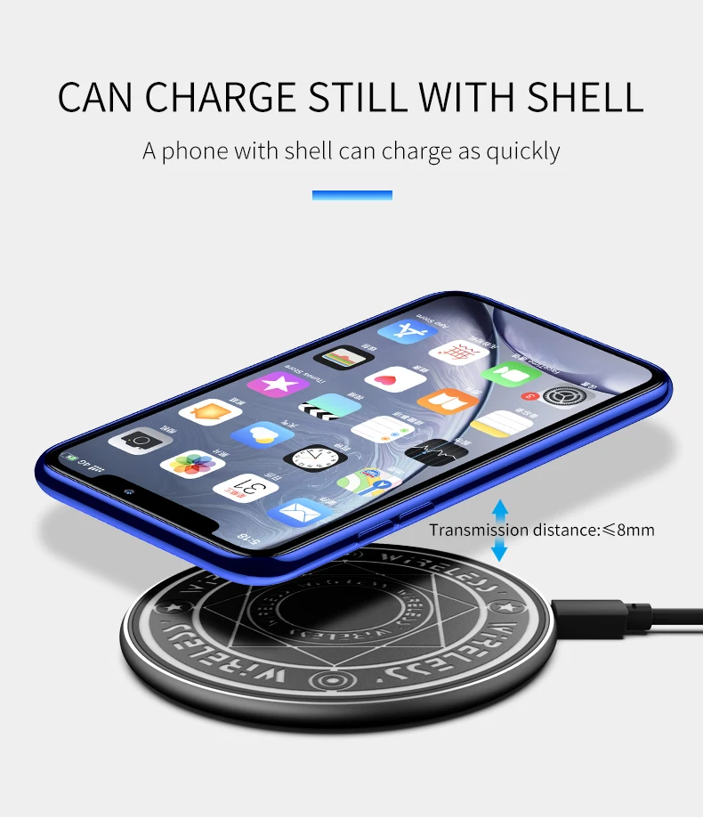 Description Picture 6 of item10W Fast Wireless Charger Magic circle For iPhone 12 11 11Pro Max Qi Fast Charging Pad for Samsung Iconic Brand Mi Huawei Fast Charger