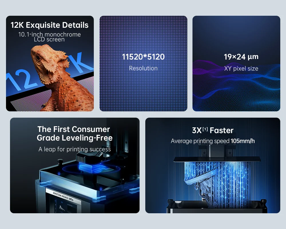 Description Picture 3 of itemANYCUBIC Photon Mono M5s 12K Resin 3D Printer 10.1 Inch HD Mono Screen 3D Printer Leveling-Free 3X Faster High-Speed 3D Printing