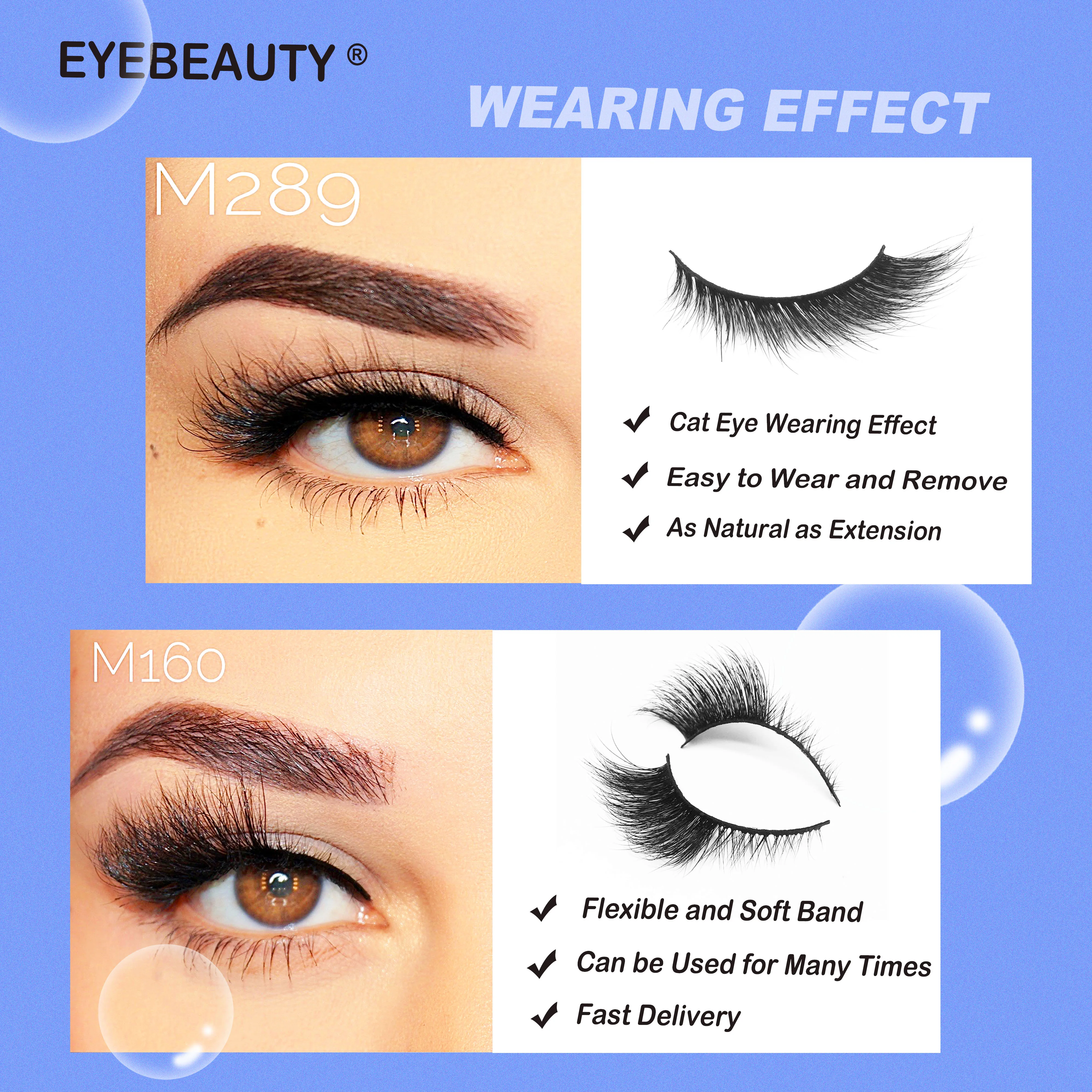 Description Picture 4 of item5 Pairs Fake Eyelashes Cat Eye Natural Tapered Half Lashes Fox Eye Winged Cat Eye Mink Lashes Extension Makeup Faux Cils