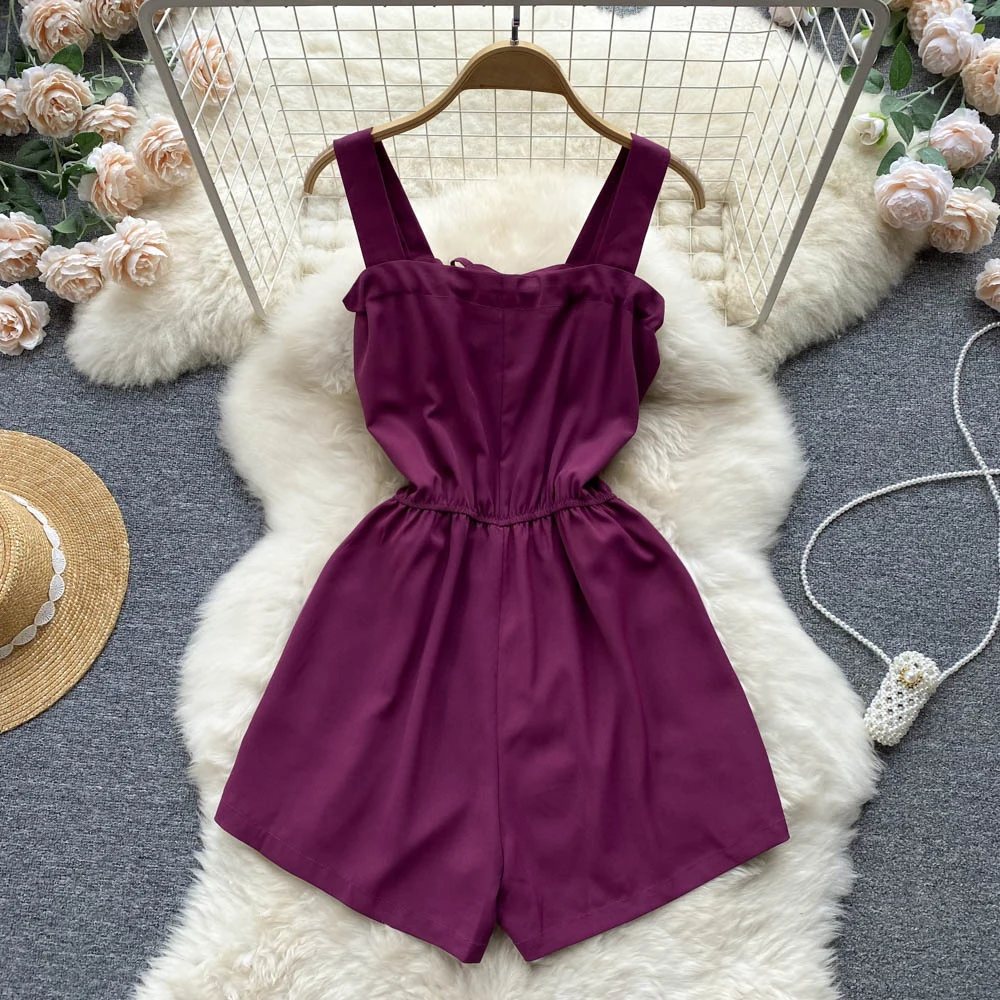 Description Picture 2 of itemHarajpoo Women Sexy Suspender Jumpsuit Female 2022 Korean Style New Loose Sweet Cute High Waist Wide-leg Shorts De Mujer