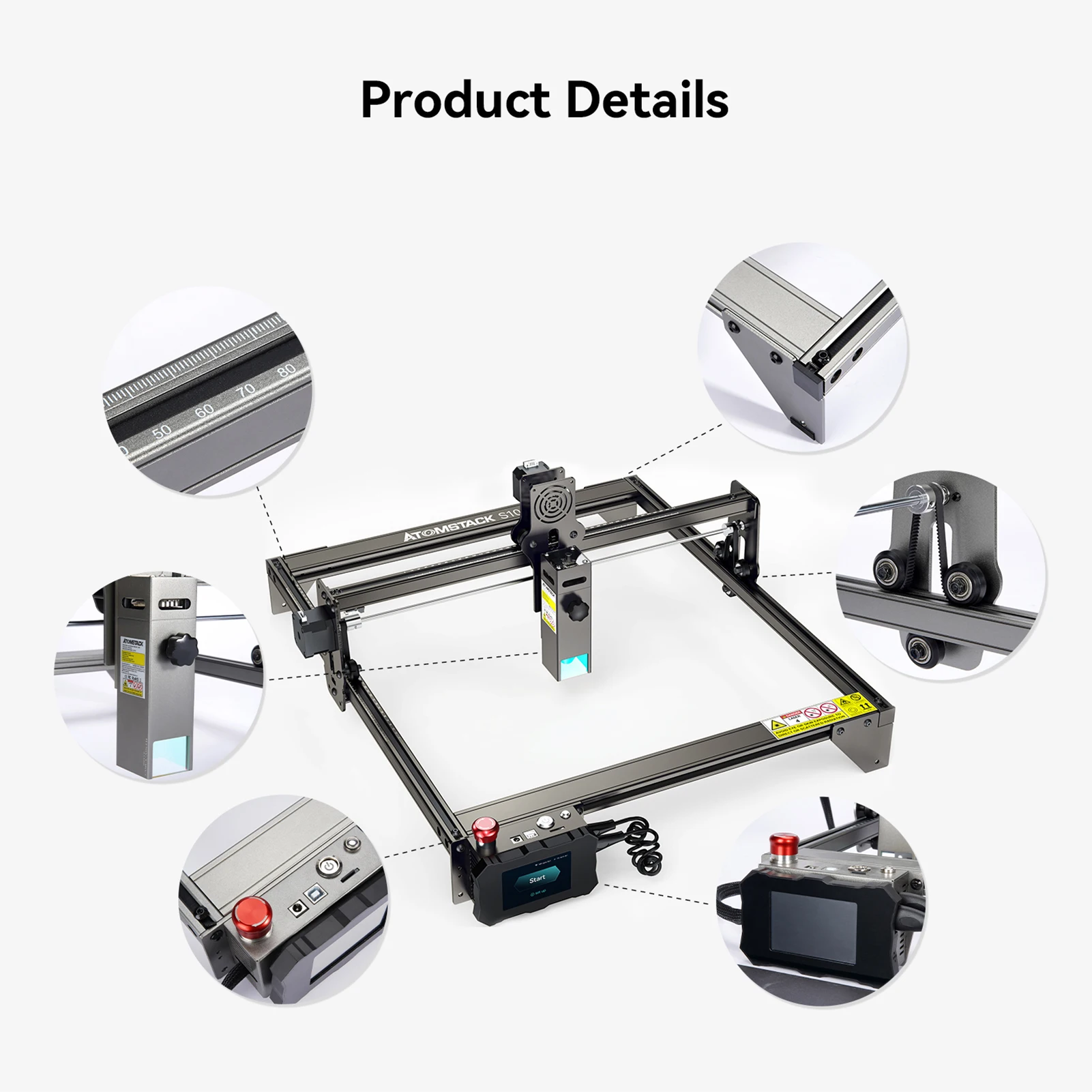 Description Picture 3 of itemATOMSTACK S10 Pro CNC Machine Desktop DIY Laser Engraving Cutting Machine 410x400mm Engraving Area Fixed-Focus Ultra-thin Laser