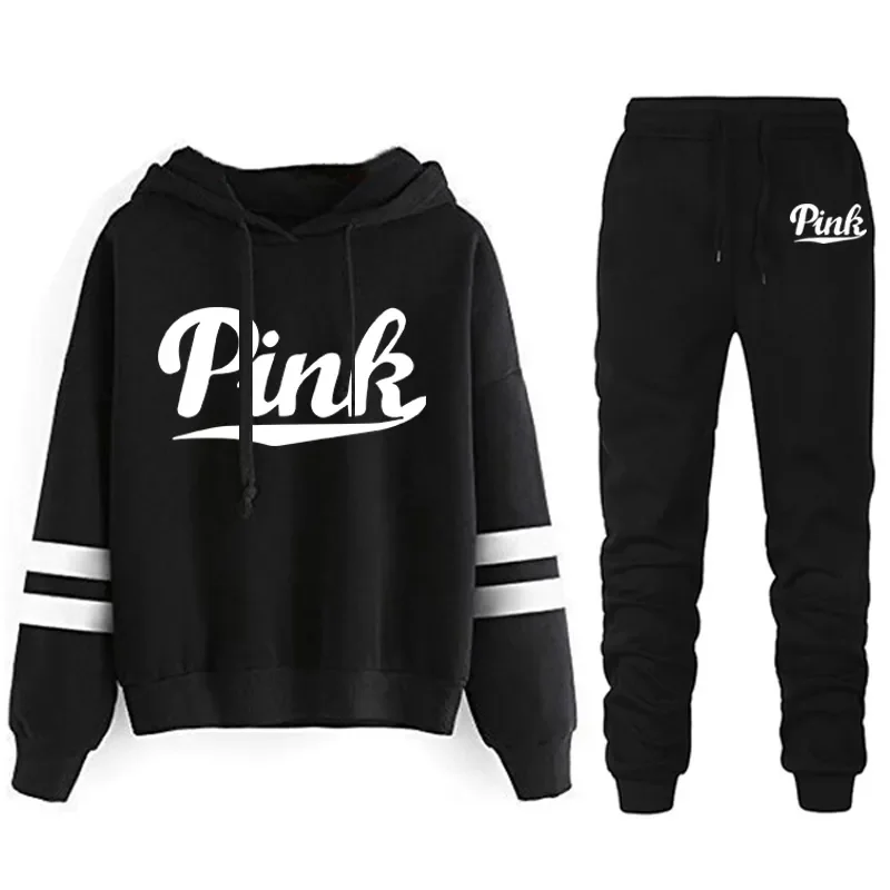 Description Picture 4 of itemHot Sale Women Autumn Clothing Set Letter Printing Hooded Sweatshirt Sweatpants Casual Jogging Suit Female Outwear and Trousers