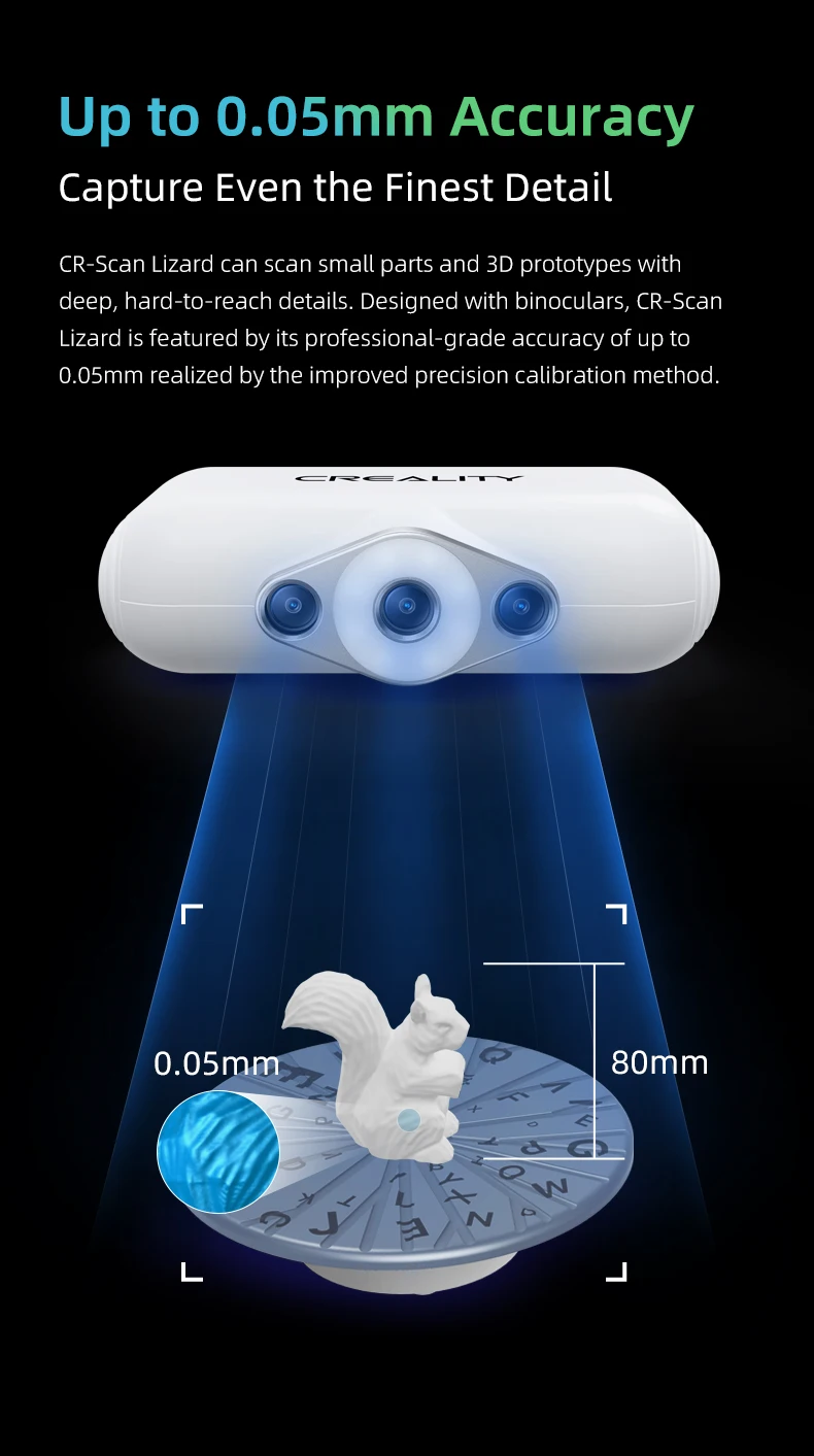 Description Picture 5 of itemCreality CR Scan Lizard 3D Scanner Up to 0.05mm Accuracy Scan Without Sticking Point Scan in Sunlight No-Marker Scanning