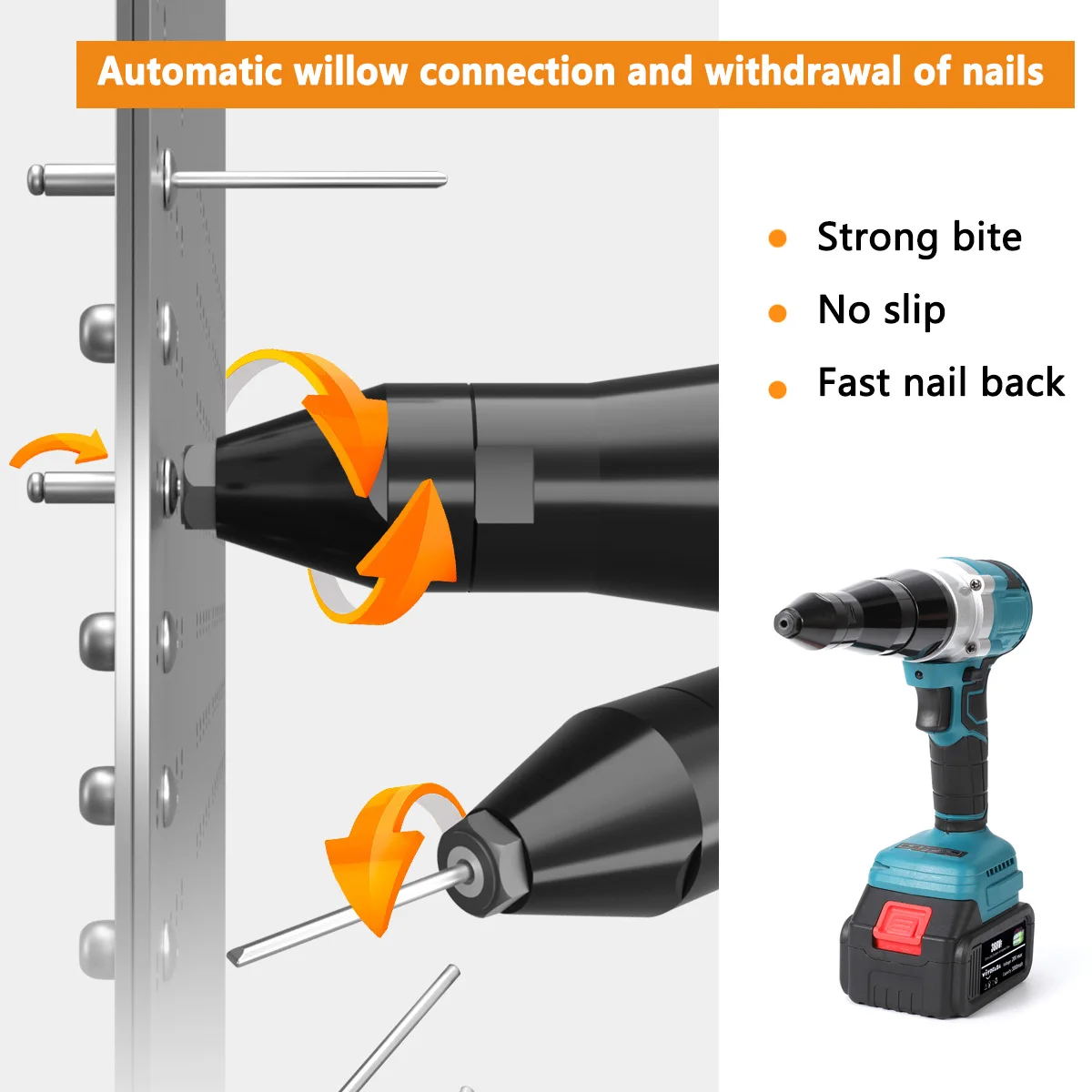 Description Picture 5 of itemWOYOFADA Electric Rivet Gun 2.4mm-4.8mm Rivet Nut Gun Cordless Riveting Tool Insert Nut Pull Rivet Tool For Makita 18V Battery