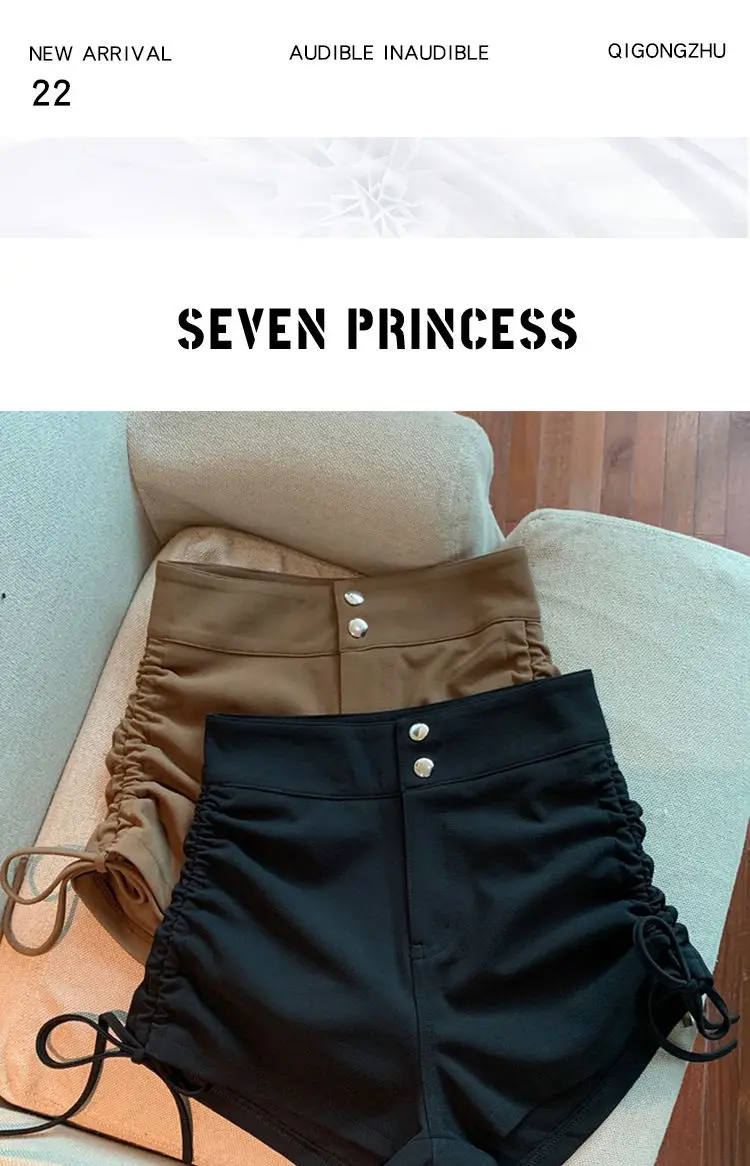 Description Picture 3 of itemSexy Club Shirring High Waist Slim Shorts Woman 2023 Summer New Korean Fashion Street All-match Folds Zipper Button Casual Short