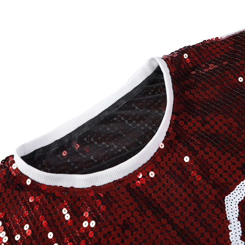 Description Picture 3 of itemShimmer Half Sleeve Baggy Sequin T Shirt Dress Paillette Hip Hop Shirt Dress Clubwear Loose Mini Night Out Dress