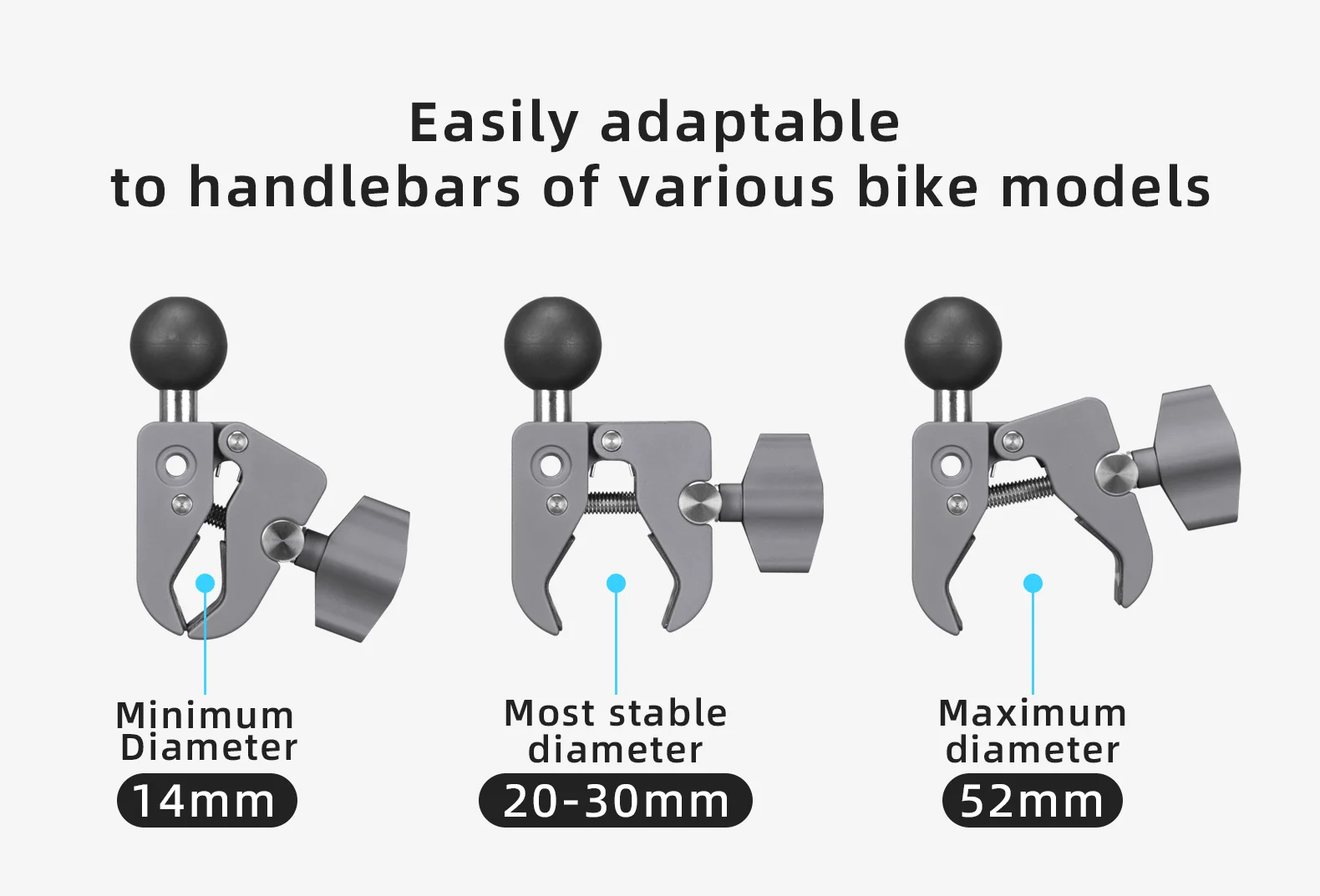Description Picture 4 of itemFANAUE Aluminum 1'' Ball Handlebar Clamp Mount Base 25.4/17mm Ball Compatible RAM Double Socket Arm for Bike Motorcycle Holder