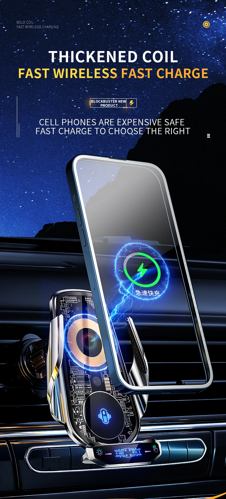 30W Car Phone Holder Wireless Charger Fast Charging Station For iPhone 14 13 12 X Iconic Brand Samsung Magnetic Wireless Car Charger