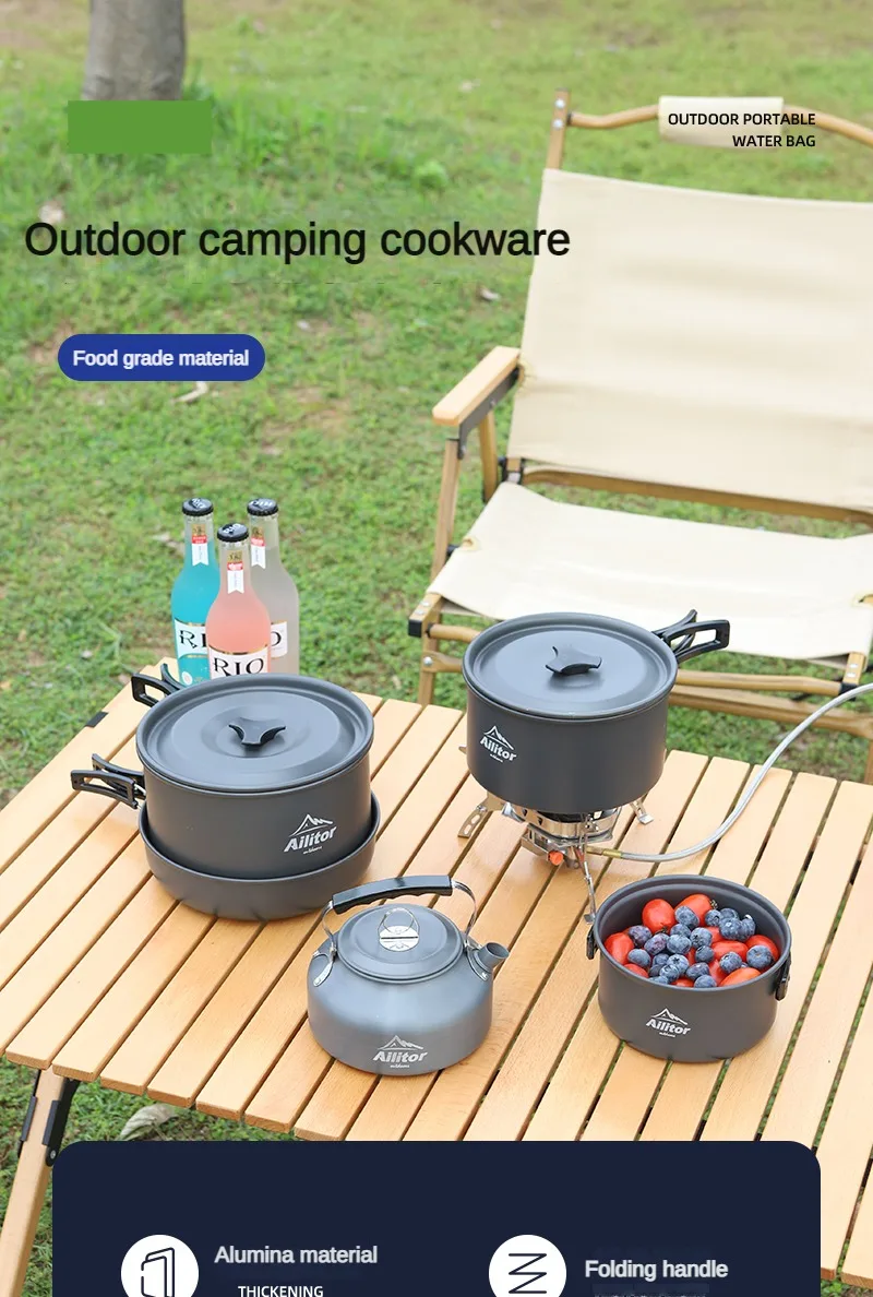 Description Picture 2 of itemCamping Tableware Titanium Cookware set tourism cauldron Outdoor Cooking Pot Picnic Kitchen Hiking Trekking