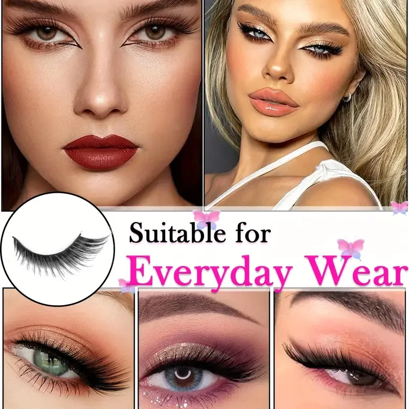 5Pairs Cat Eye Lashes Faux Mink Eyelashes Winged End Eye Elongated Eyelashes Fake Fox Eye Lashes Soft Natural Long Makeup Lashes
