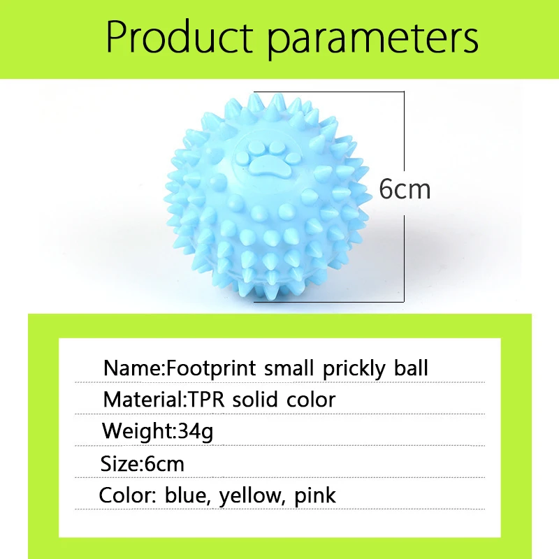 Description Picture 2 of item1pc Pet Dog Toys Cat Puppy Chew Ball Toy TPR Burr Tooth Cleaning Elastic Ball Outdoor Training Interactive Chew Toy Pet Supplies