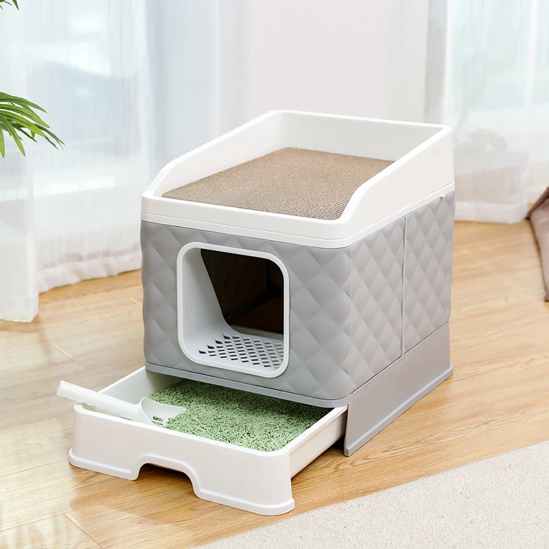 Pet Cat Nest House Villa Box Wear-resistant Kitten Puppy Sporting Scratching Board Cat Toilet Litter Pan Pet Cats Accessories