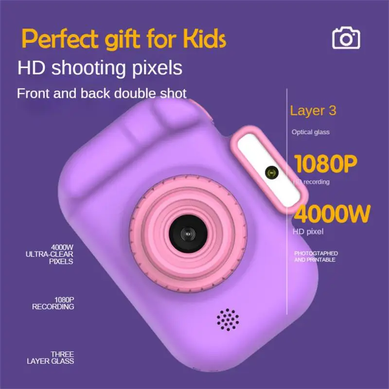 1/3/5PCS Children's Digital Camera Front Rear Dual-camera 2 Inch IPS Screen USB Charging with Lanyard Portable Toddler Camera