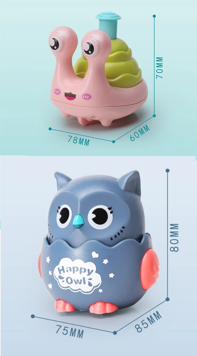 Description Picture 2 of itemCute Owl Snail Shaped Pet Toys Press Mechanical Sliding Funny Classic Wind Up Toys for Small Midum Puppy Cat Dogs Plastic Gift