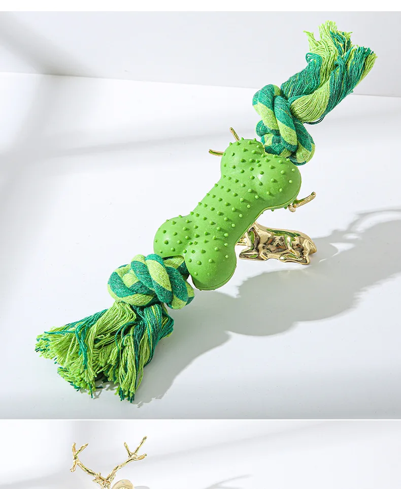 Description Picture 5 of itemPet Chew Toy TPR Plastic Bone Dog Toys Clean Up Puppy Tartar Molar Teeth Handmade Cotton Rope Robust Bite Resistant Dogs Product