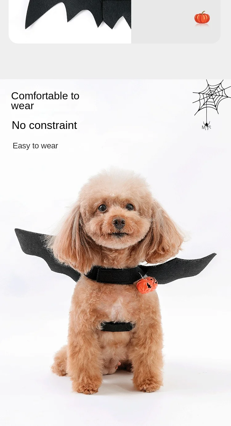 Description Picture 5 of itemHalloween Pet Costume Cat Clothes Dog Costumes Pet Clothes Bat Wings Bell Chest Strap Creative Cat Dog Bat Wings Transformation