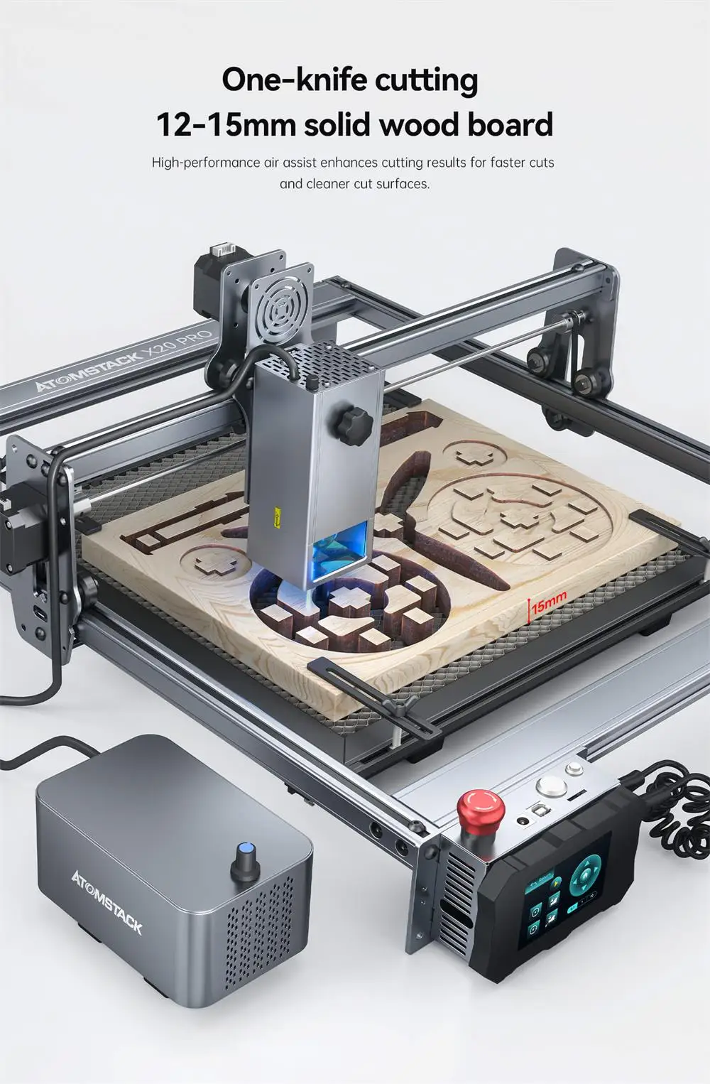 Description Picture 4 of itemATOMSTACK X20 S20 Pro 130W Wifi Laser Engraving Machine CNC Router Printer Cutting Machine DIY Wood Glass Metal Marking