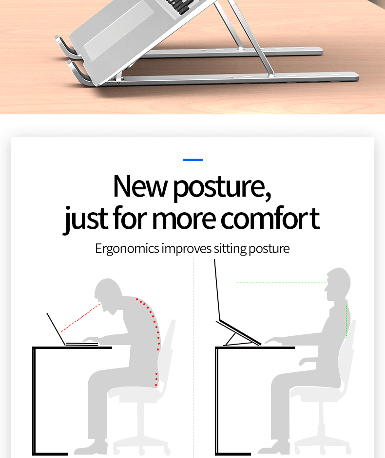 Description Picture 5 of itemPortable Notebook Stand Aluminium Foldable Laptop stand For Macbook Pro Air Support Laptop Bracket Adjustable Notebook Holder