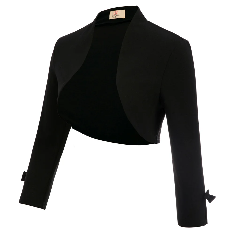 Description Picture 4 of itemGK Women Long Sleeve Bolero Open Front Irregular Hem Cropped Coat Shrug Elegant Lady Lightweight Elegant Cropped Cardigan A30