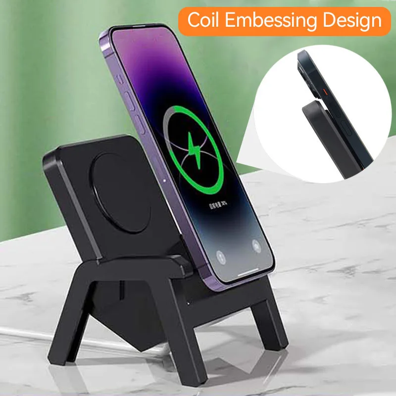Chair Style Wireless Charger 15W Fast Wireless Charging Bracket Loudspeaker Phone Holder Detachable 3 Purpose Vertical Holder