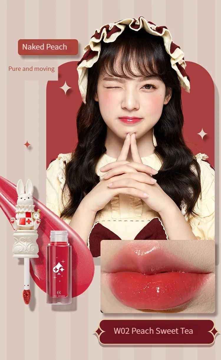 Description Picture 5 of itemCute Rumor Rabbit Rabbit Lip Glaze Mirror Water Light Moisturizing Lip Gloss Mud Matte Velvet Lipstick