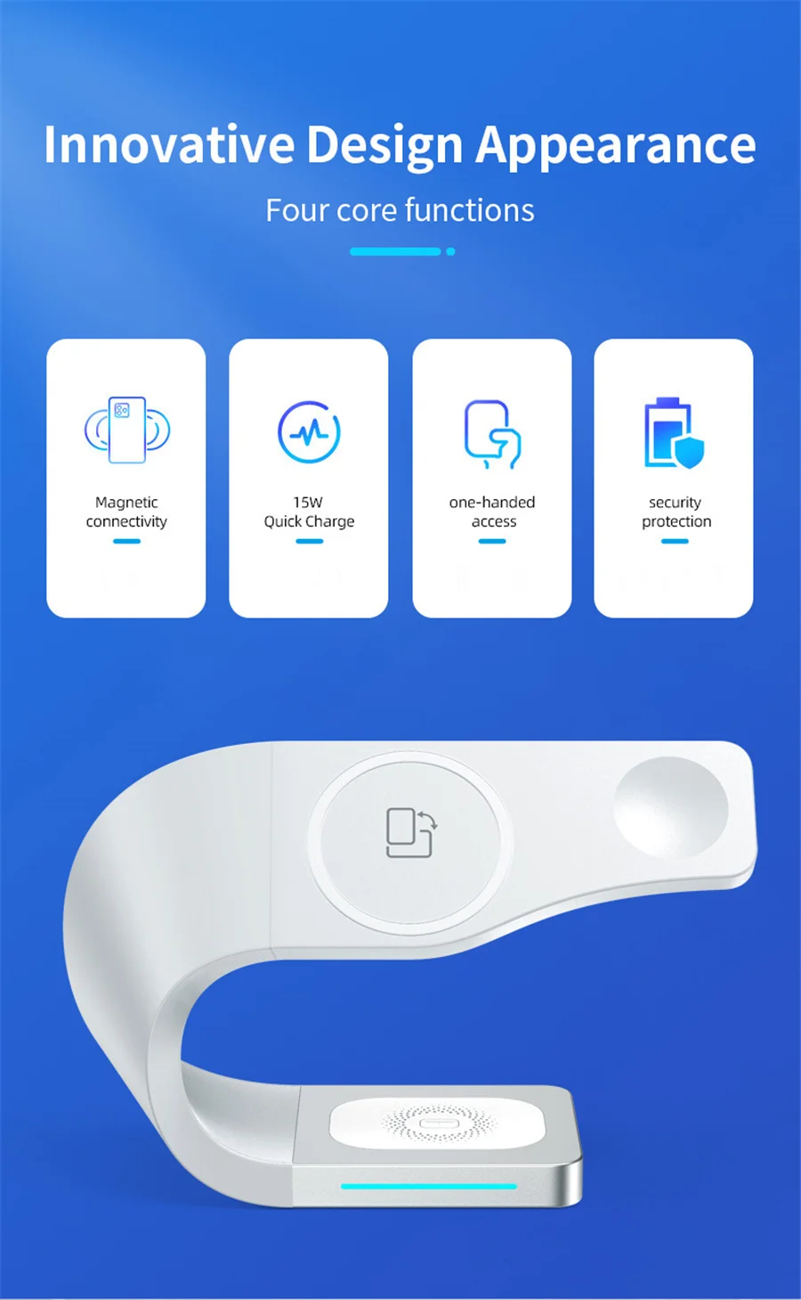 Description Picture 4 of item15W Magnetic Wireless Charger Stand For iPhone 12 Pro Max 4 in 1  Fast Charging Dock Station For Apple iWatch AirPods