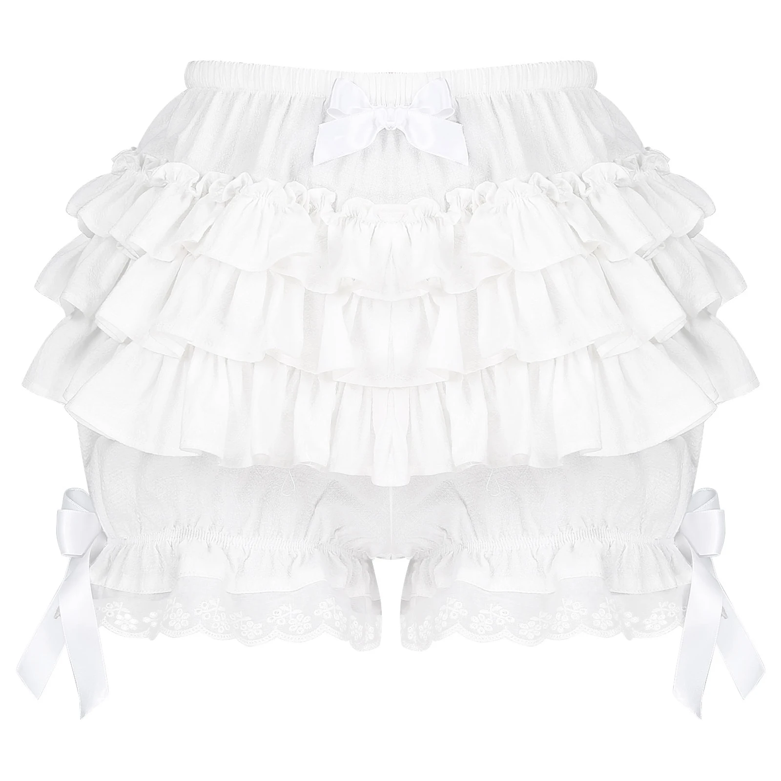 Description Picture 3 of itemLace Ruffle Pumpkin Bloomers Women Teen Girls Victorian Bowknot Frilly Bloomer Shorts Lolita Vintage Gothic Pantaloons Costume