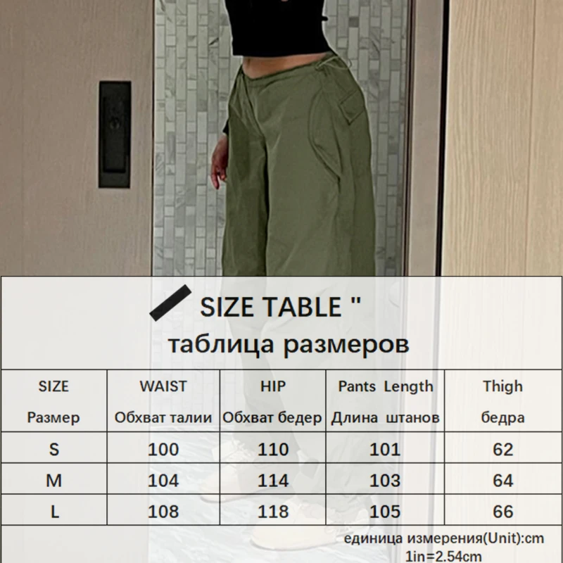 Description Picture 5 of itemCasual Baggy Wide Leg Sweatpants White Loose Drawstring Low Waist Streetwear Cargo Pants Womens Hippie Joggers Trousers