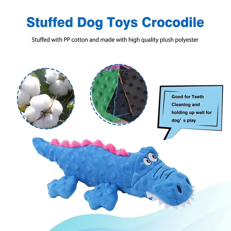Description Picture 4 of itemNew Dog Squeaky Toys Crocodile Shapes Durable Dog Chew Toys with Crinkle Paper Dog Toy for Medium Breed Plush Dog Toy