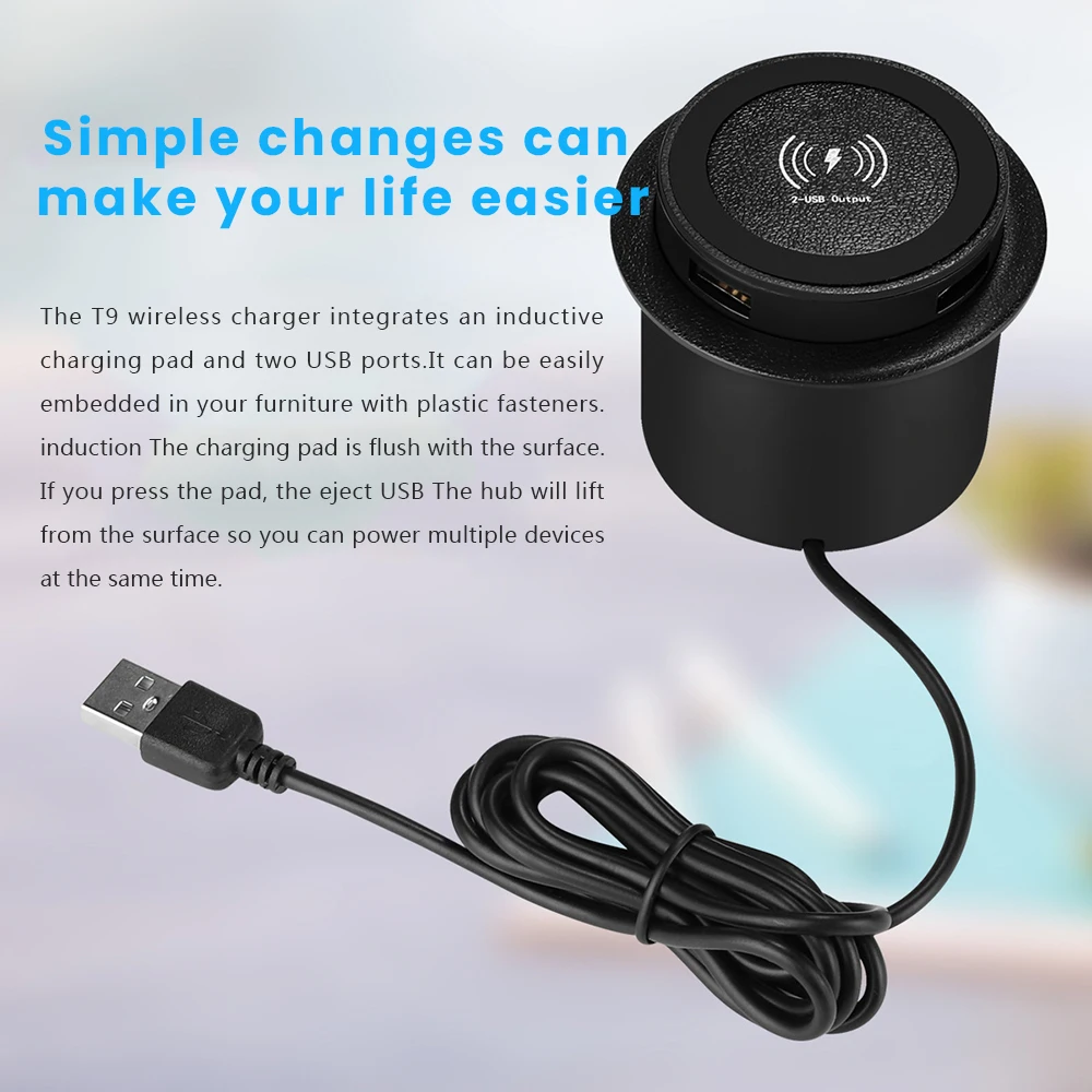 18W Wireless Charger Furniture Desktop Embedded Fast Wireless Charger For Iphone 11 X Samsung S10 Table Office Phone Charger