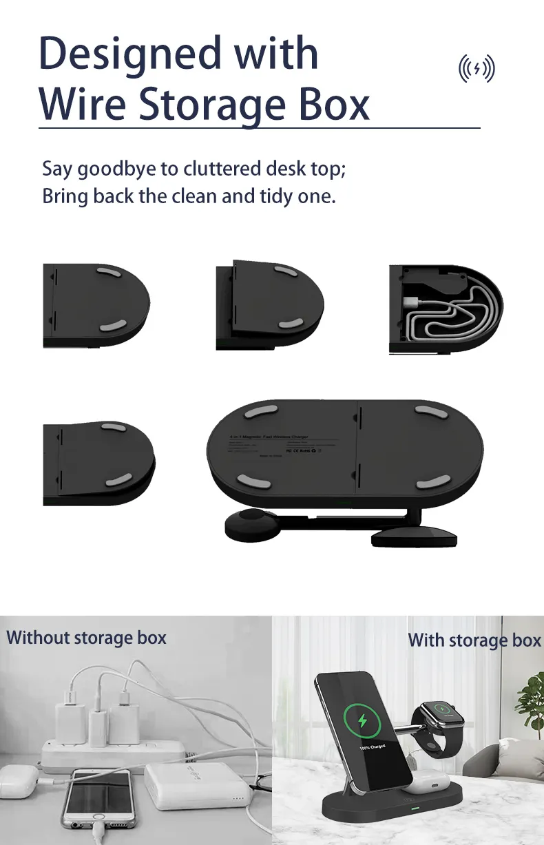 Description Picture 3 of item3 in 1 Magnetic Wireless Charger Stand For iPhone 15 14 13 12 Charging Station for Airpods Pro 2 3 for Apple Watch 9 8 7 6 5