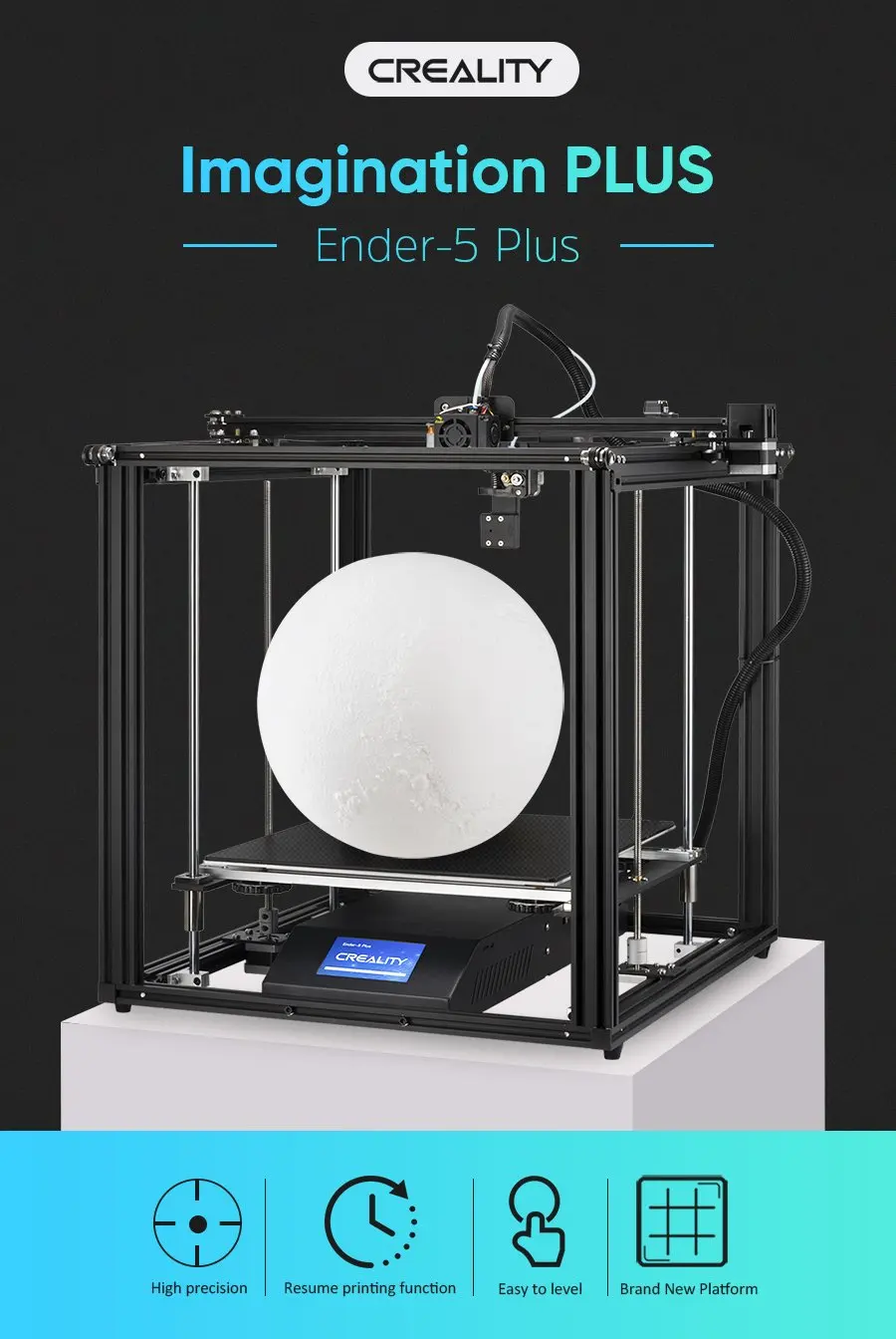 Description Picture 2 of itemCREALITY 3D Ender-5 Plus 3D Printer Dual Y-axis Motors BL Touch Glass Build Plate Power off Resume Printing Masks Ender 5 Plus
